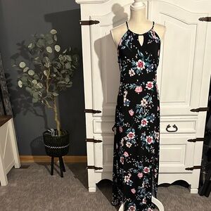 Candie's Black and Pink Floral Maxi Dress